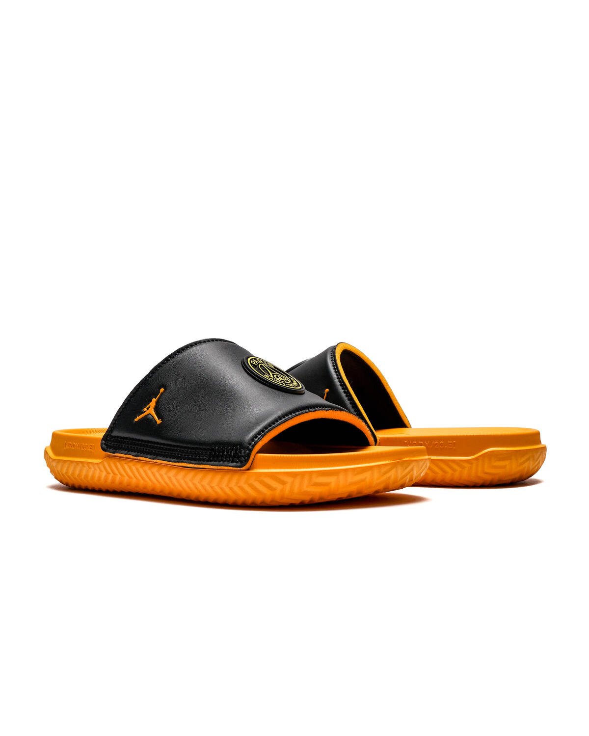 black and gold jordan slides